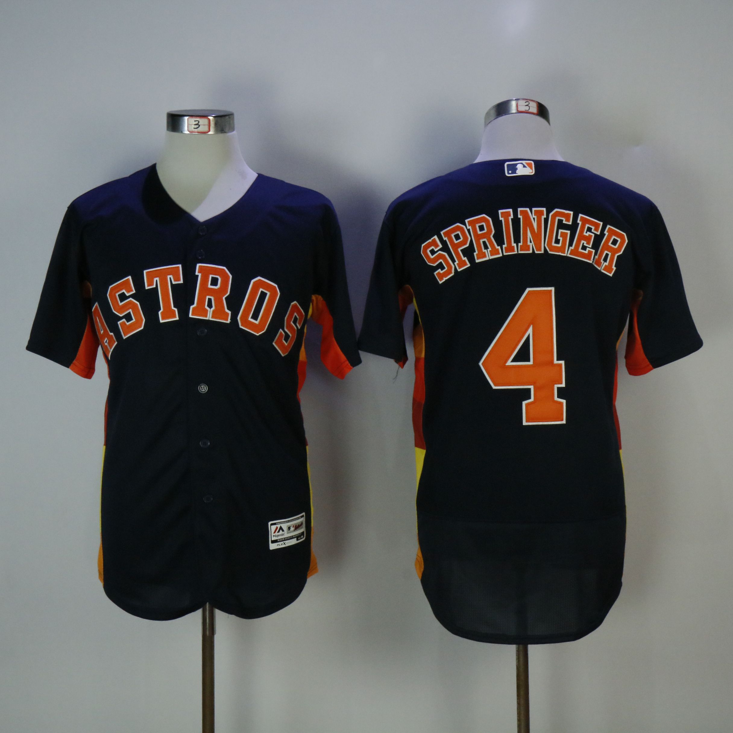 Men Houston Astros 4 Springer Blue Elite MLB Jerseys